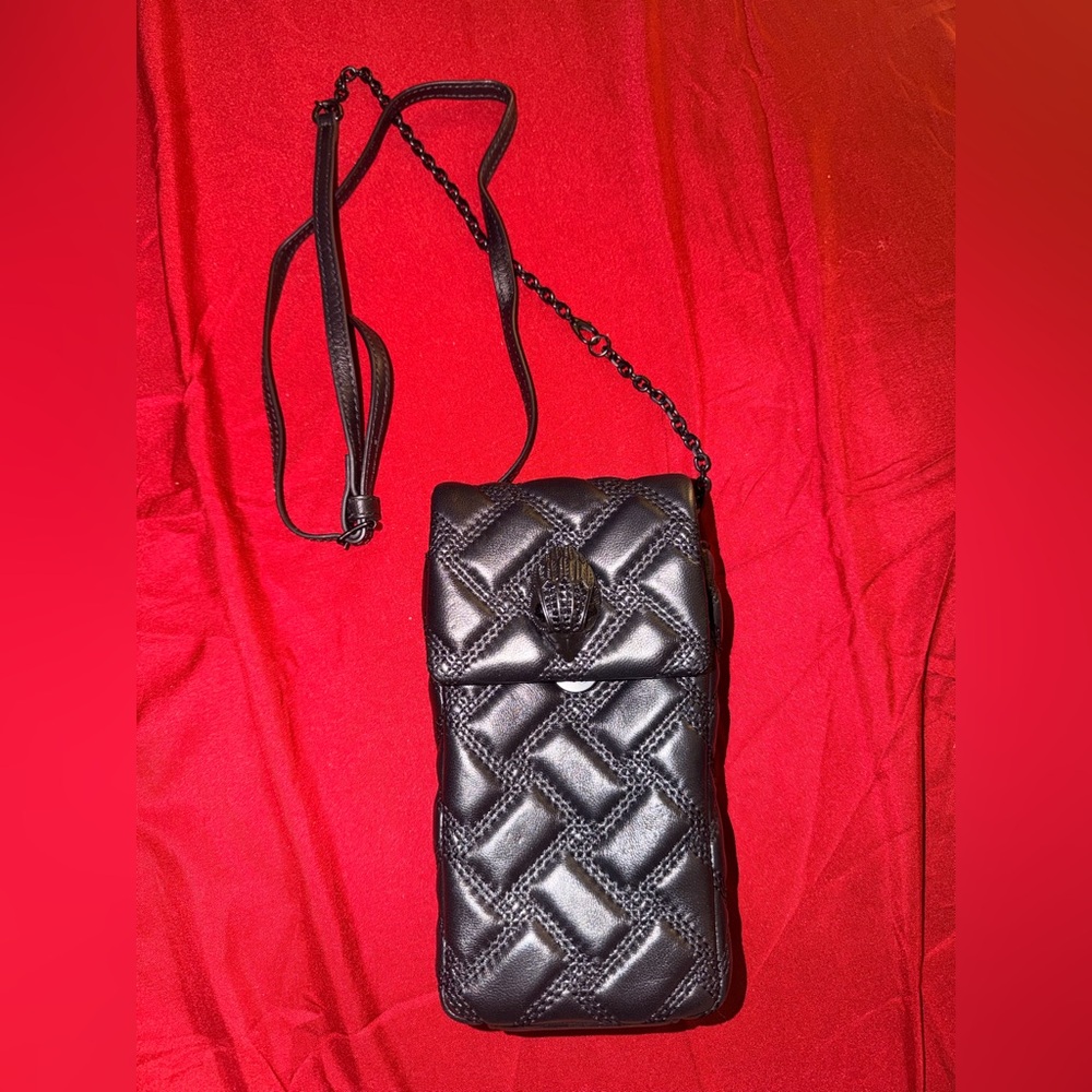 Kurt Geiger Black Kensington Quilted Phone Crossbody Bag